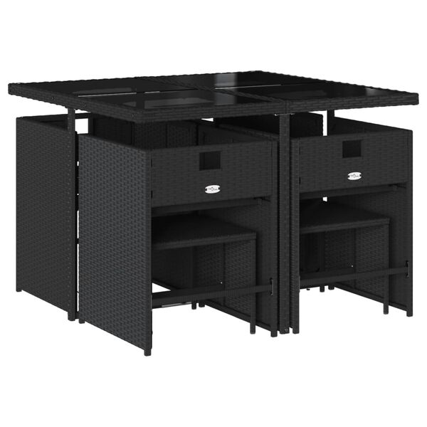 vidaXL Set de masă pentru grădină, 9 piese, cu perne, bej, poliratan