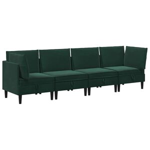 vidaXL Set de mobilier pentru living 4 buc. Verde &icirc;nchis Catifea
