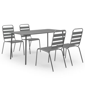 vidaXL Set de masă pentru grădină, 5 piese, gri &icirc;nchis, oțel