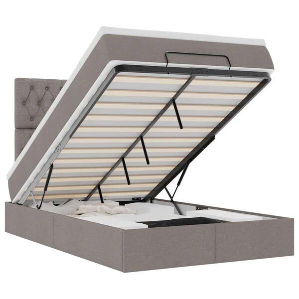 vidaXL Cadru de pat otoman cu saltea Taupe 120x190 cm Material