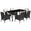 vidaXL Set mobilier de grădină cu perne, 7 piese, negru, poliratan