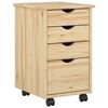 vidaXL Cabinet mobil cu roata Maro 34 x 39 x 56 cm Lemn masiv de pin