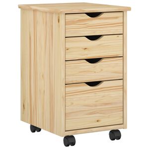 vidaXL Cabinet mobil cu roata Maro 34 x 39 x 56 cm Lemn masiv de pin