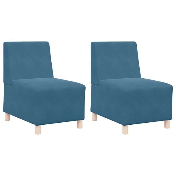 vidaXL Unitate Sofa Modulară Fără Brațe 2 pcs albastru 55 x 74 x 82 cm