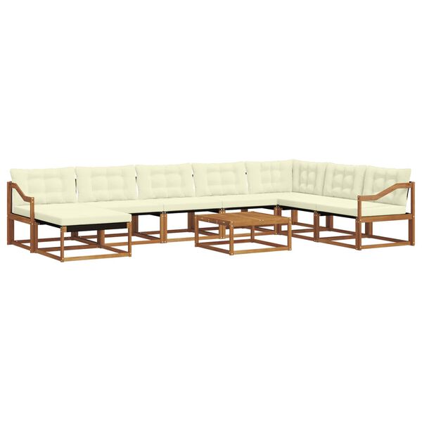vidaXL Set de canapele de exterior cu pernă 9 pcs Natural și Crem