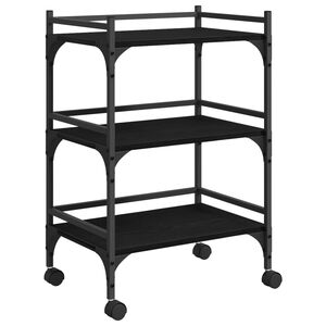 vidaXL Troler de Bucătărie Stejar Negru 50 x 35 x 75.5 cm