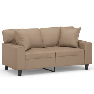 vidaXL Canapea cu 2 locuri cu pernuțe, cappuccino, 120 cm, piele eco.