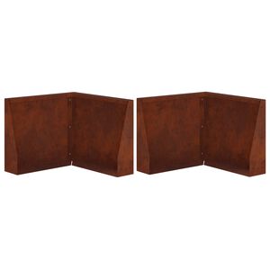 vidaXL Zid de sprijin 2 buc. 50 x 50 x 40 cm Ruginit