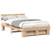 vidaXL Cadru de pat cu headboard Maro 135 x 190 cm Lemn de pin masiv