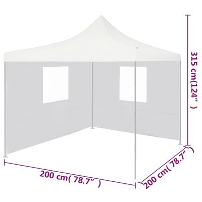 vidaXL Cort de petrecere pliabil cu 2 pereți laterali, alb, 2x2m, oțel
