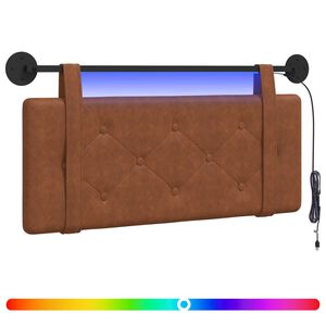 vidaXL Tăblie de pat suspendată Cu lumină LED Maro PU antic