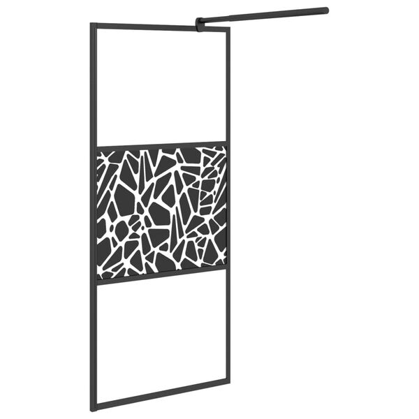 vidaXL Paravan de duș walk-in negru 80x195 cm sticlă ESG model piatră