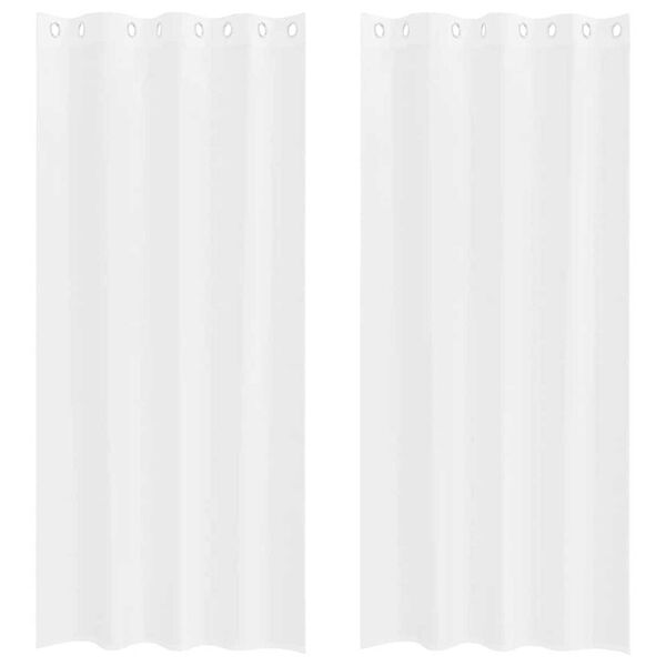 vidaXL Cortină din Voile cu perdele 2 pcs Alb 245 x 140 cm Poliester