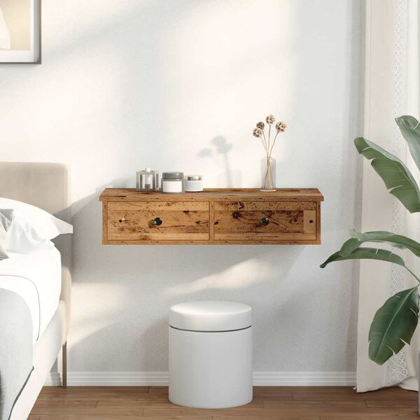 vidaXL Raft de perete cu sertare Lemn vechi 80x31x17 cm Lemn prelucrat