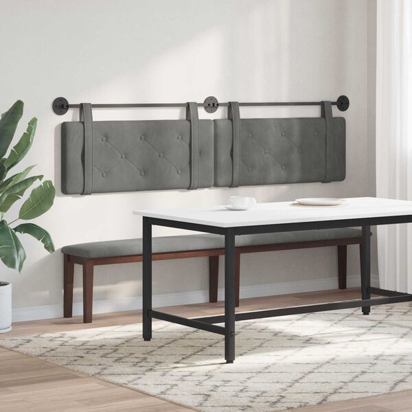 vidaXL Cap de pat suspendat Gri &icirc;nchis 210 x 55 x 5 cm Catifea