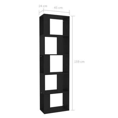 vidaXL Bibliotecă/Separator cameră, negru, 45x24x159 cm, PAL