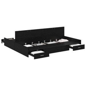 vidaXL Cadru de pat cu depozitare cu sertar Stejar Negru 200 x 200 cm