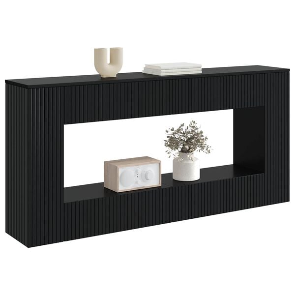 vidaXL Masă de consolă Dungi Negru 155 x 29 x 74 cm Lemn prelucrat