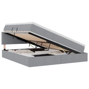 vidaXL Pat cu saltea și LED cu led Gri deschis 160 x 200 cm țesătură