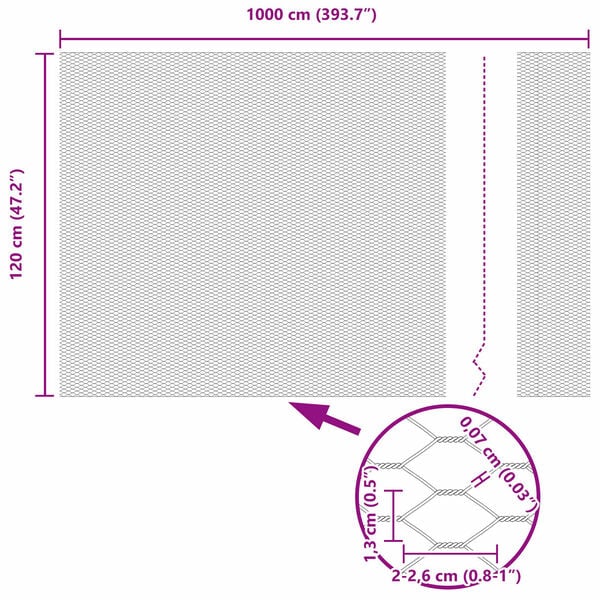 vidaXL Gard hexagonal Verde 1.2 x 10 m Oțel