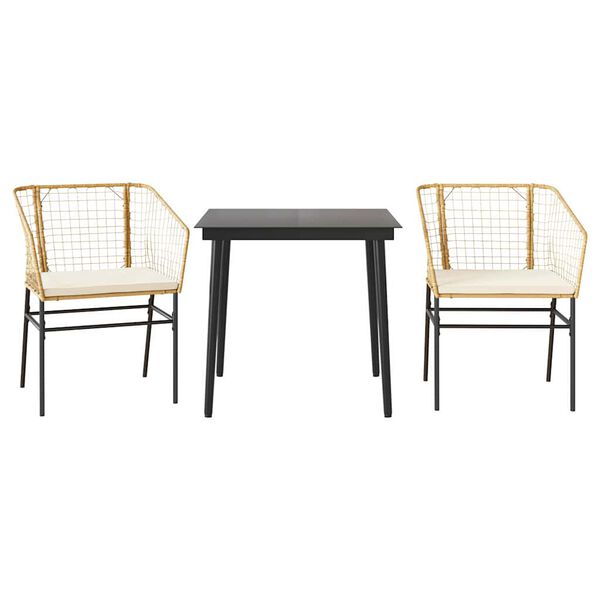 vidaXL Set mobilier de grădină cu perne 3 piese maro sticlă polirattan