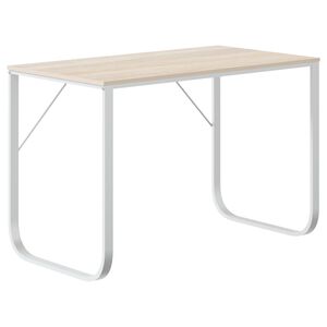vidaXL Birou de calculator, alb/stejar, 110x60x73 cm, lemn prelucrat