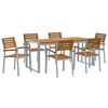 vidaXL Set de masă pentru grădină 7 buc. Gri Lemn Solid de Acacia