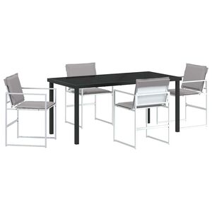 vidaXL Set de masă pentru grădină 5 pcs Alb 160 x 80 x 73 cm