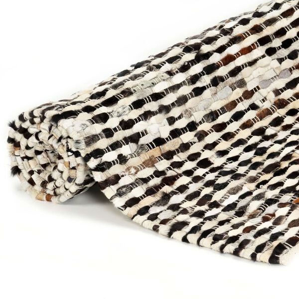 vidaXL Covor din piele naturală cu păr, negru/alb, 120 x 170 cm