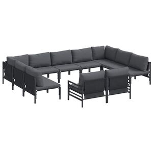 vidaXL Set de canapele pentru grădină 11 buc. Negru Oțel
