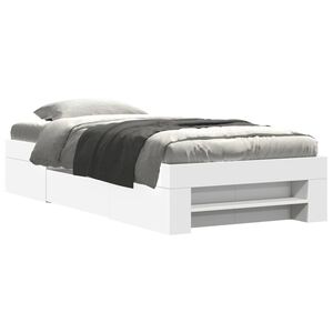vidaXL Cadru de pat, alb, 75x190 cm, lemn prelucrat
