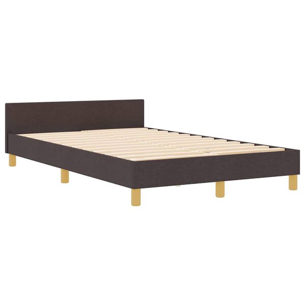 vidaXL Cadru de pat cu headboard Maro &icirc;nchis 120 x 190 cm țesătură