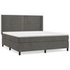 vidaXL Pat box spring cu saltea, gri &icirc;nchis, 180x200 cm, catifea