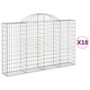 vidaXL Coșuri gabion arcuite 18 buc, 200x30x120/140cm, fier galvanizat