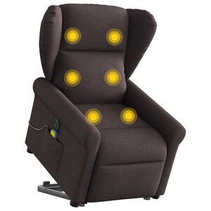 vidaXL Fotoliu electric masaj rabatabil cu ridicare maro &icirc;nchis textil