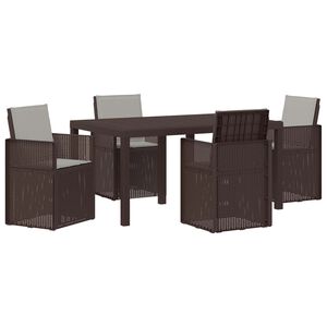 vidaXL Set de masă pentru grădină 5 pcs Maro și gri deschis PP