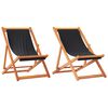 vidaXL Scaune de plajă pliante, 2 buc., negru, material textil