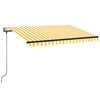 vidaXL Copertină automată cu senzor v&acirc;nt&LED, galben/alb, 350x250 cm