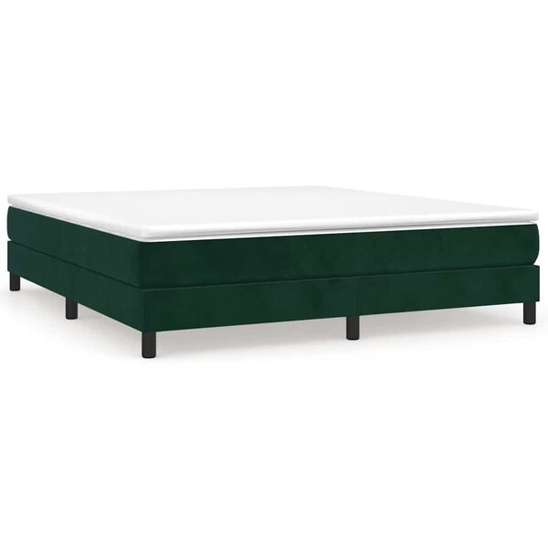 vidaXL Pat box spring cu saltea, verde &icirc;nchis, 160x200 cm, catifea