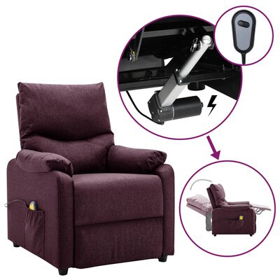 vidaXL Fotoliu de masaj rabatabil electric, violet, textil