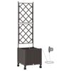 vidaXL Ghiveci de grădină cu irigație și roți Maro 40 x 40 x 148 cm PP