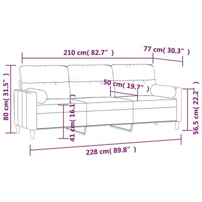 vidaXL Canapea cu 3 locuri cu perne&pernuțe gri deschis 210 cm textil