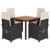 vidaXL Set mobilier de grădină cu perne, 5 piese, negru, poliratan
