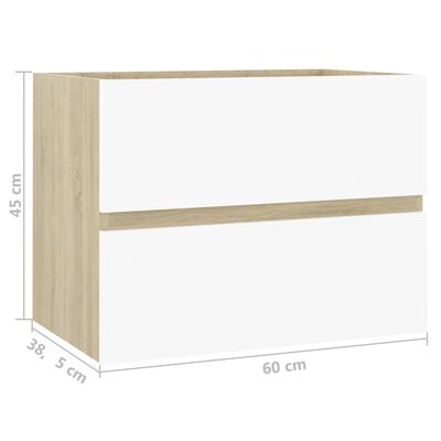 vidaXL Dulap de chiuvetă, alb și stejar sonoma, 60x38,5x45 cm, PAL