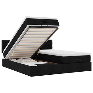 vidaXL Cadru de pat otoman cu saltele, țesătură neagră 200x200cm