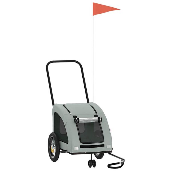 vidaXL Remorcă de bicicletă animale companie, gri, textil oxford/fier