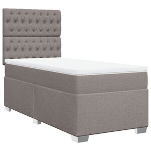 vidaXL Pat box spring cu saltea, gri taupe, 80x200 cm, textil