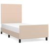 vidaXL Cadru de pat cu tăblie, cappuccino, 100x200 cm, piele ecologică