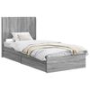 vidaXL Cadru de pat cu depozitare și tăblie Sonoma gri 75 x 190 cm