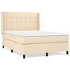 vidaXL Pat continental cu saltea, crem, 140x200 cm, material textil